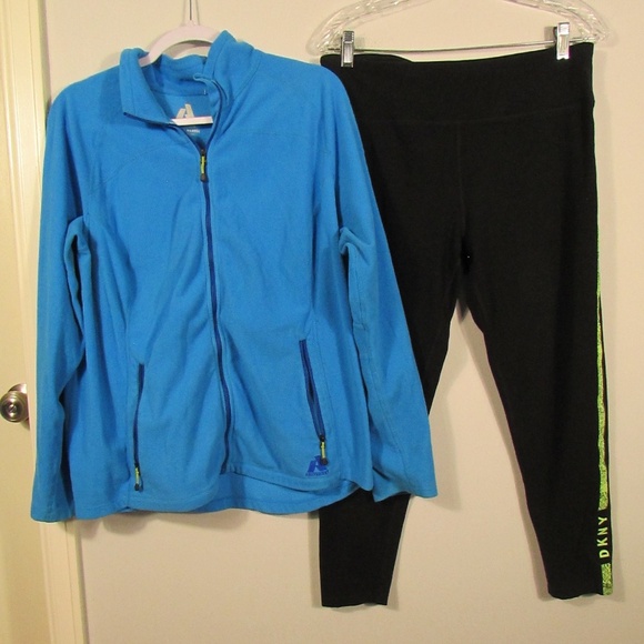Eddie Bauer Jackets & Blazers - Eddie Bauer Blue Fleece Jacket & DKNY Leggings Set